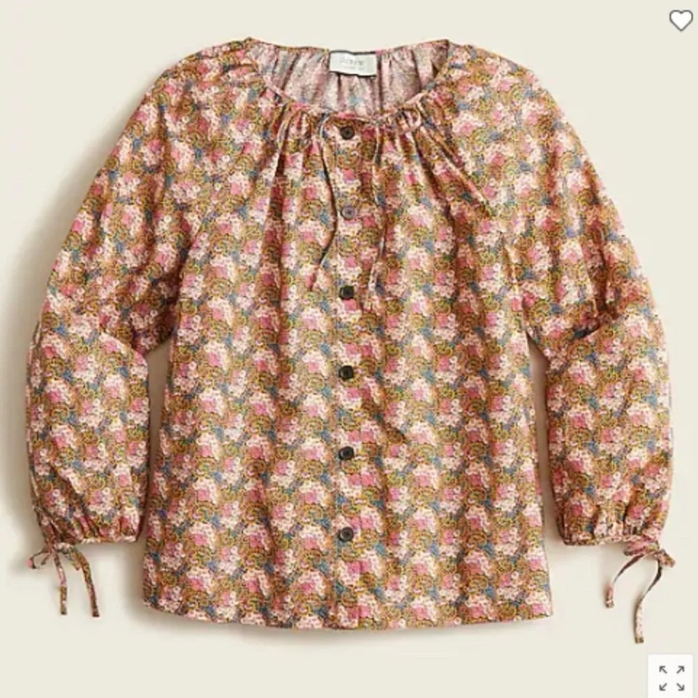 J. Crew Collection Tie-Sleeve Button-Front Top in Ratti Prism Floral - Picture 4 of 17